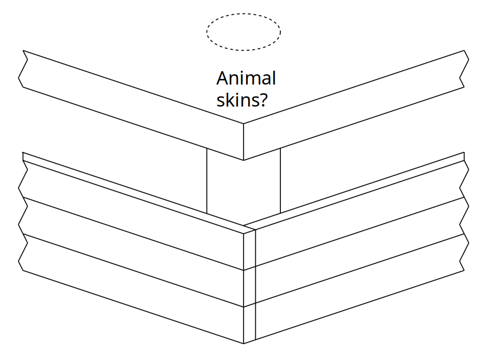 An illustration of the overhanging roof and the 1 cubit opening beneath it