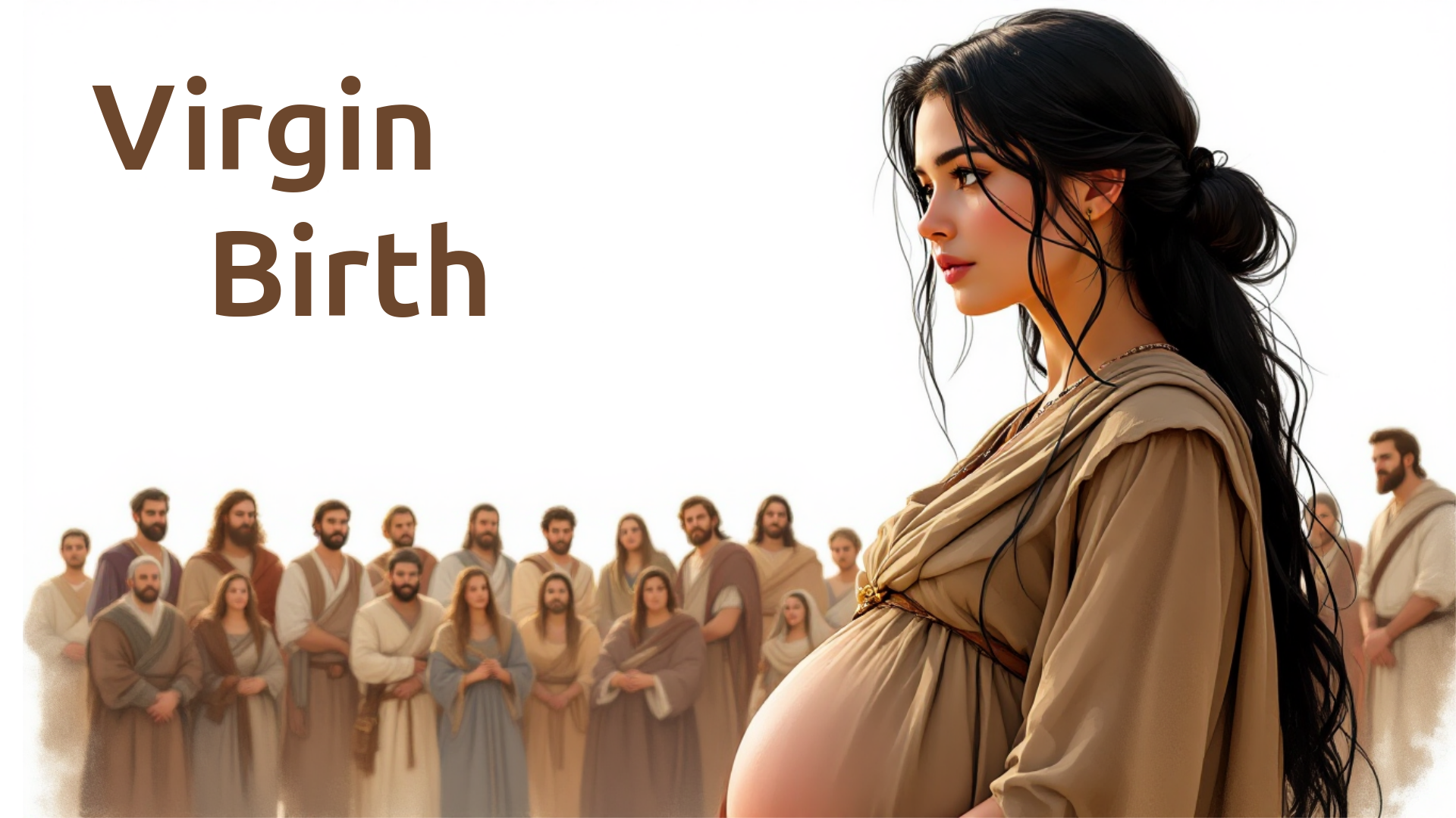 An illustration of a pregnant girl being watched by others.