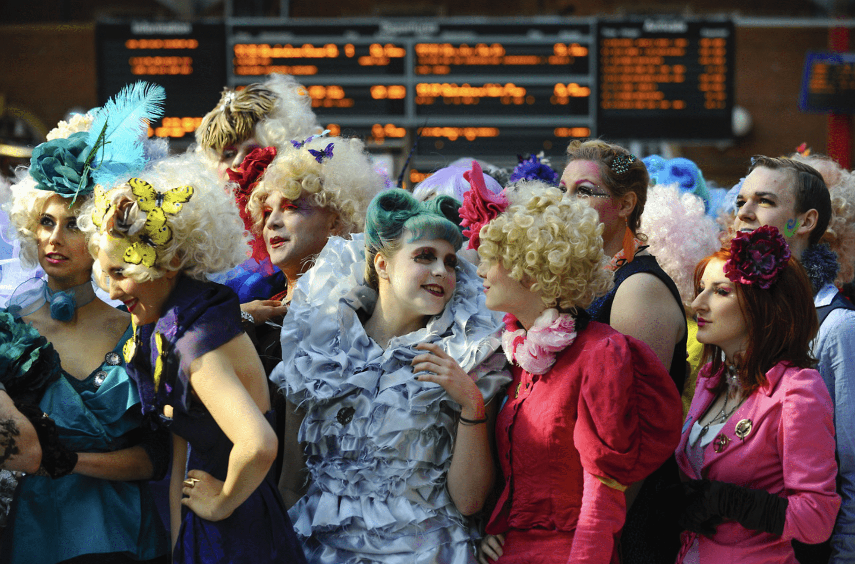 A picture of the exotic clothing worn in Hunger Games.