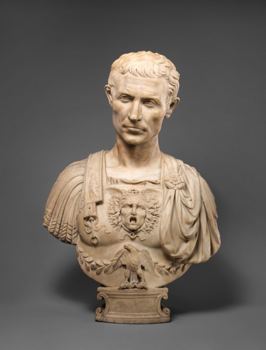 A picture of a statue of a Caesar.